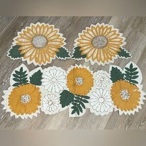 NWT Kohl's Embellished Burlap Sunflower Runner & Placemats Set